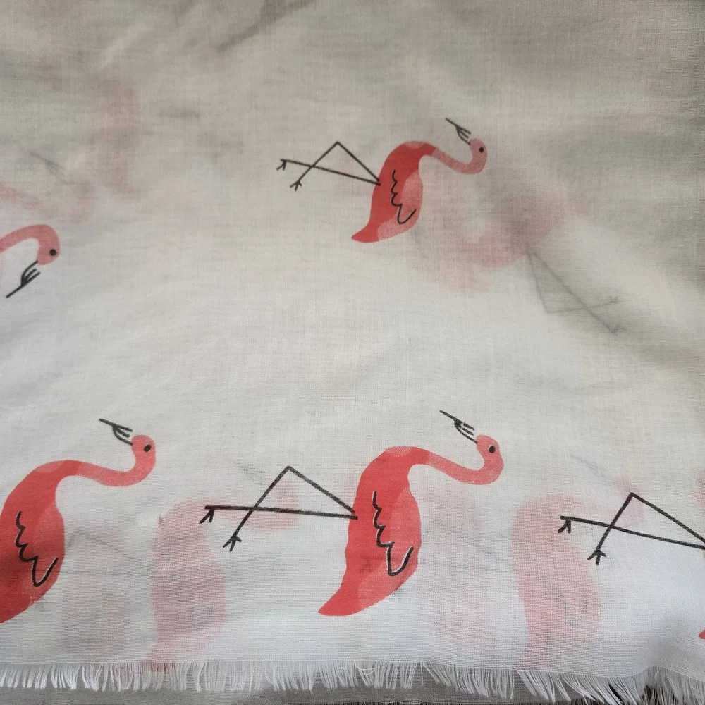 JUST CLASSIC SUNNY Pink Flamingo Lightweight Fringe Scarf | Tropical Boho Wrap